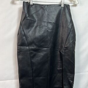 Super down black vegan leather skirt size small